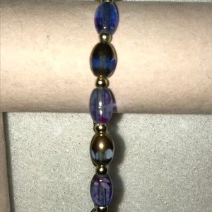 New Blue Artisan Glass Bead Stretch Bracelet